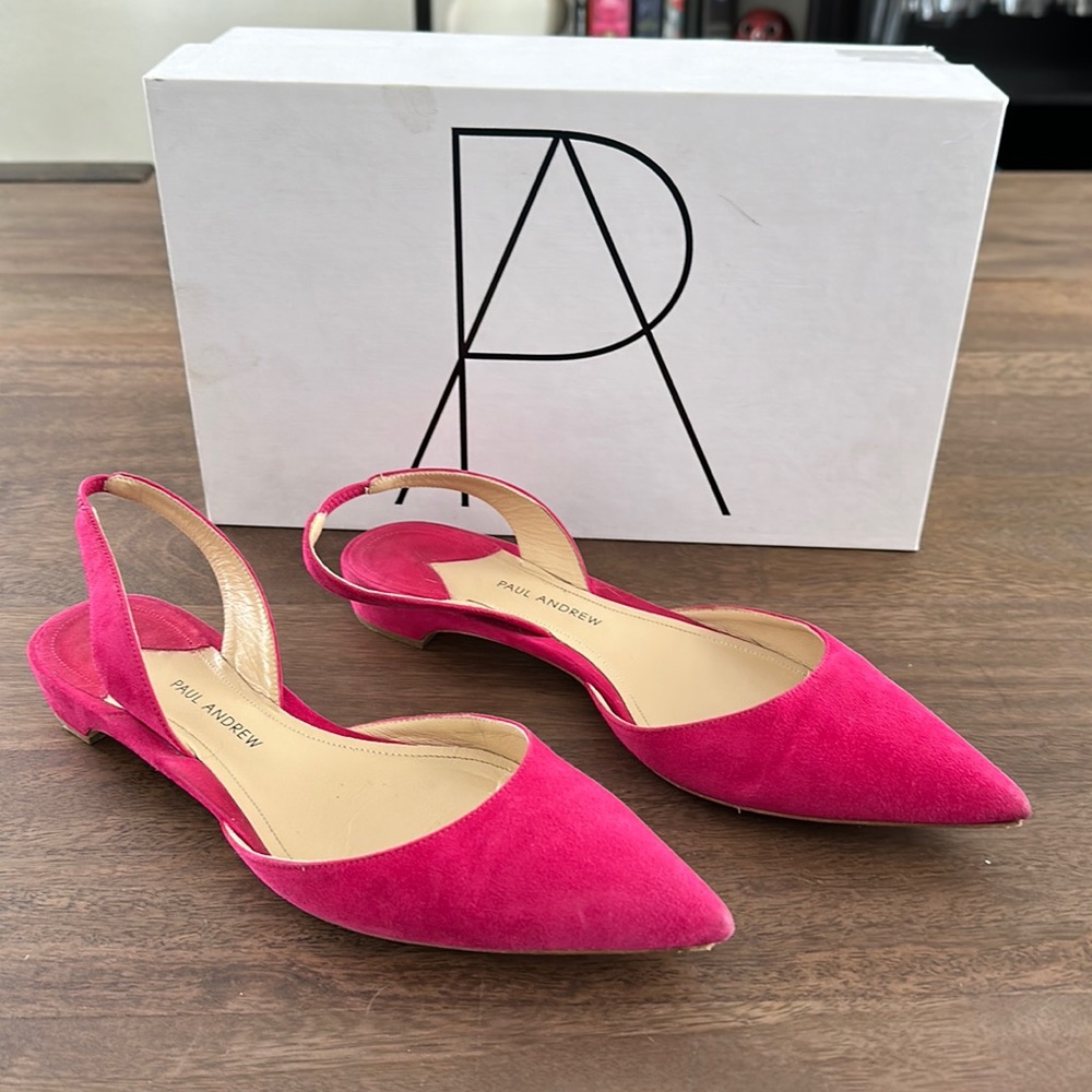 Paul Andrew hot pink suede flats: US size 8.5, eur 38.5
